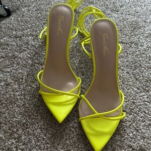 Women's Neon Yellow Strappy Heels